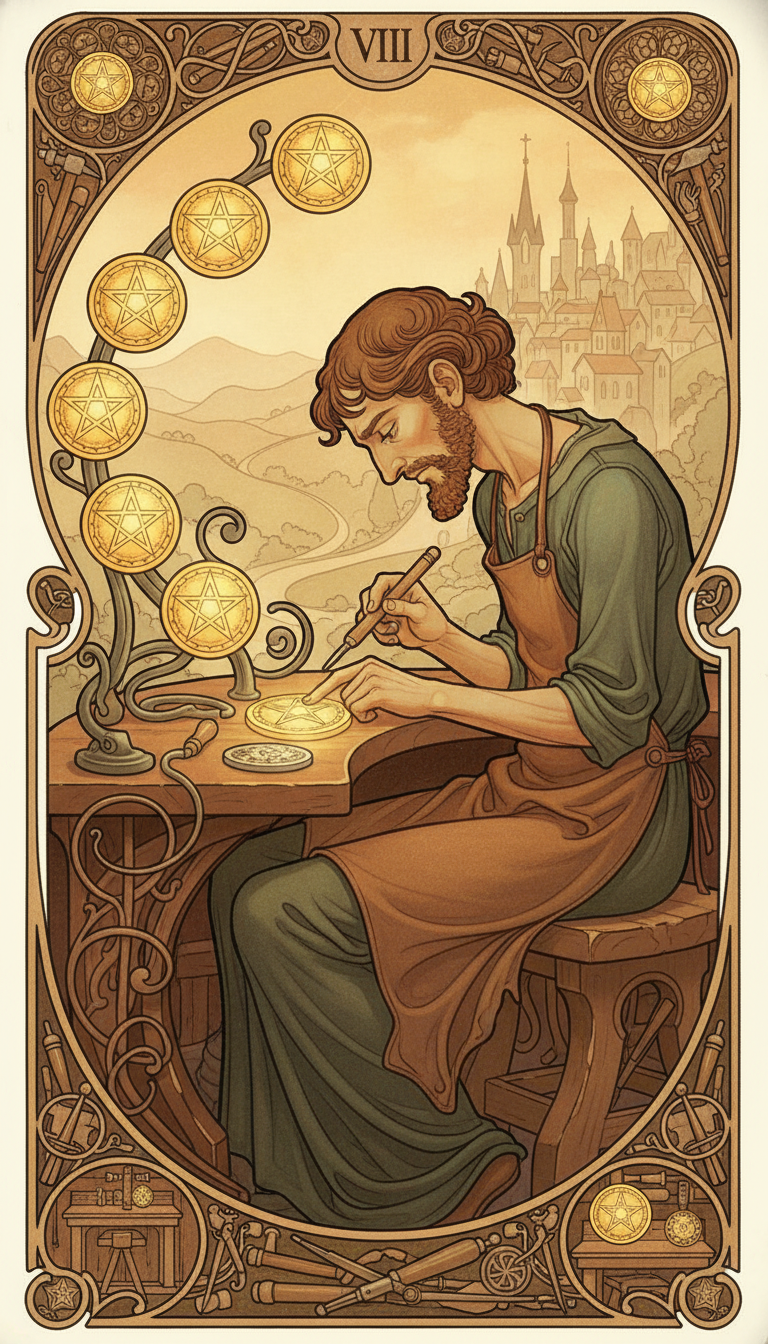 Eight of Pentacles tarot card